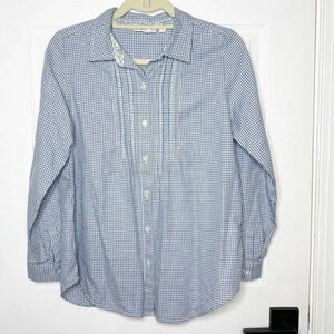 J. JILL Uncommon Threads XS Petite Mini Check Button‎ Down Shirt Pleated Career